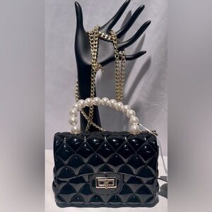 Black and Gold Mini Quilted Bag with Chain Strap
